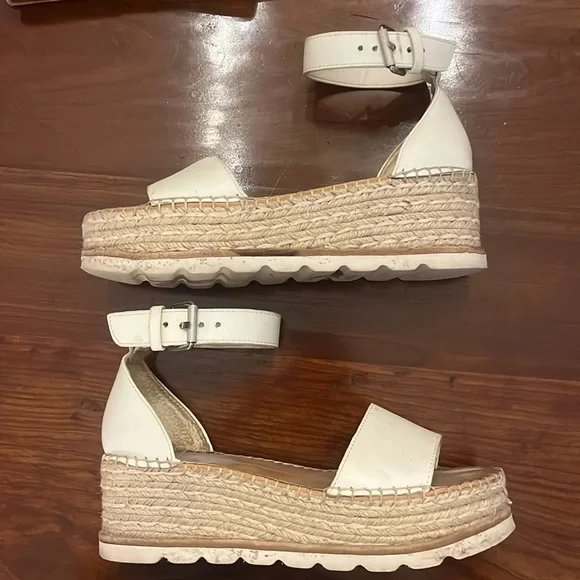 Dolce Vita Larita Leather Espadrilles Platform Sandals Shoes White - Picture 8 of 16